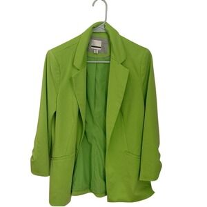 Jules & Leopold Lime Green Open Front Ruched Sleeve Blazer Jacket Womens Medium